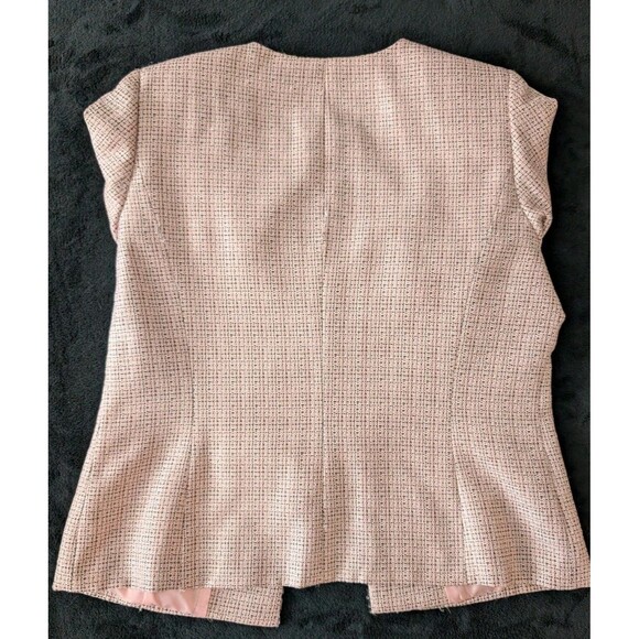 Tahari ASL Beaded Collar Pink Tweed Open Front Blazer Suit Jacket W Sz 14 Prep - Picture 15 of 15